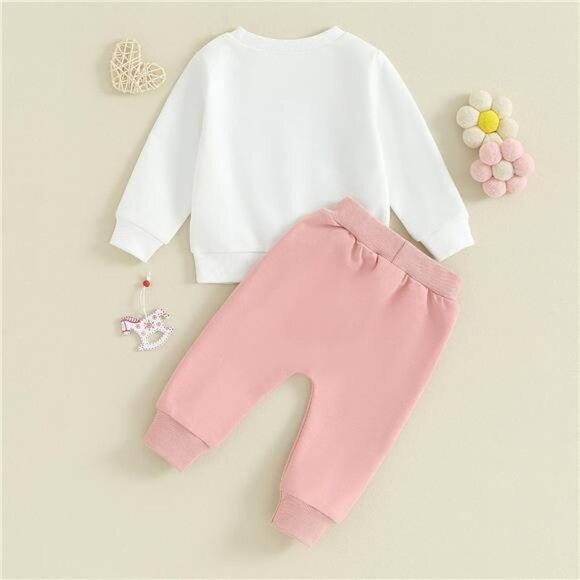 2Pcs Set Infant Baby Girl Fall Dress Girl Long Sleeve‎ Crewneck Sweatshirt Pants - Picture 6 of 6